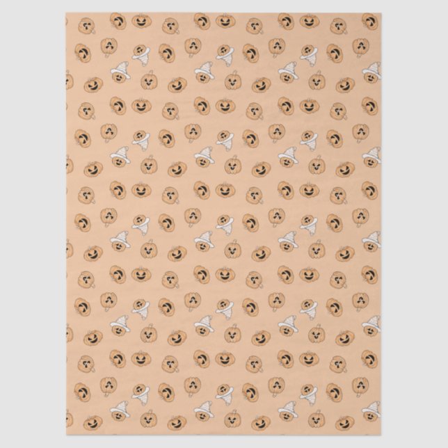 Cute Pastel Pumpkin Halloween Pattern Wrapping Pap Seidenpapier (Vorderseite)
