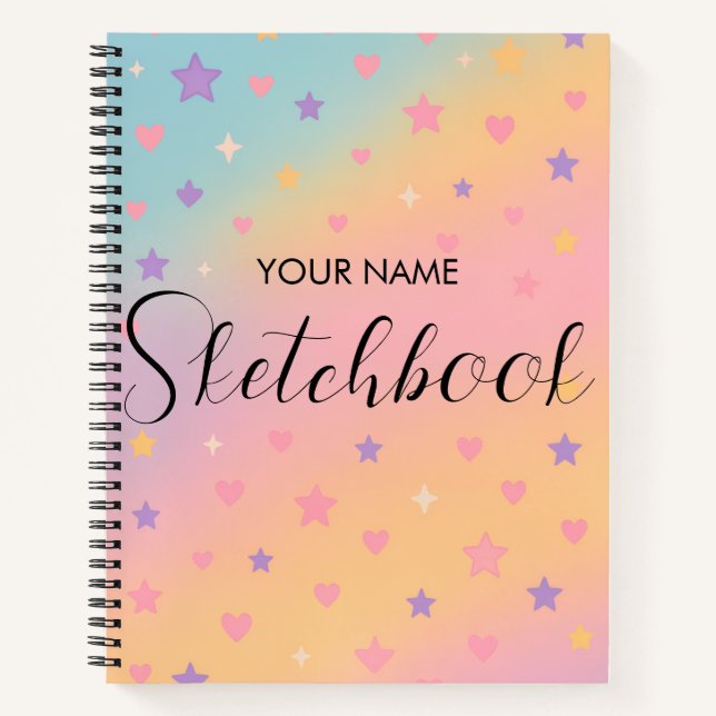 Cute Pastel Rainbow Gradient Kids Sketchbook  Notizbuch (Vorderseite)