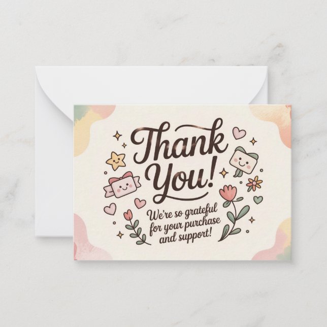 Cute Pastel Thank You Card  Mitteilungskarte (Vorderseite)