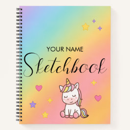 Cute Pastel Unicorn Rainbow Personalized Notizbuch