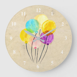 Cute pastel watercolor balloons große wanduhr