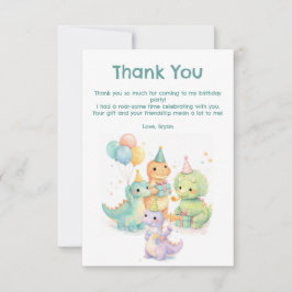 Cute Pastel Watercolor Dinosaurs Birthday Dankeskarte