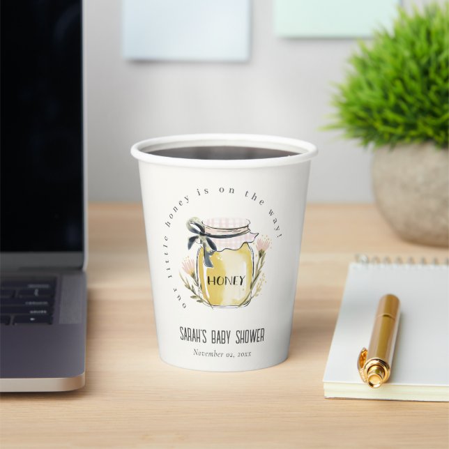Cute Pastel Watercolor Honey Jar Baby Shower Pappbecher (InSitu)