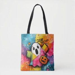 Cute Patchwork Ghost Colorful Splatter Art