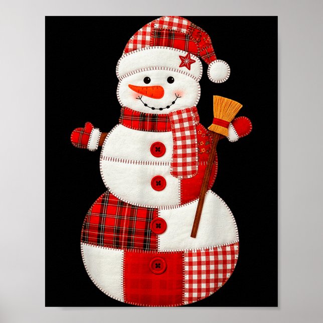 Cute Patchwork Snowman Christmas Xmas Men Women Ki Poster (Vorne)
