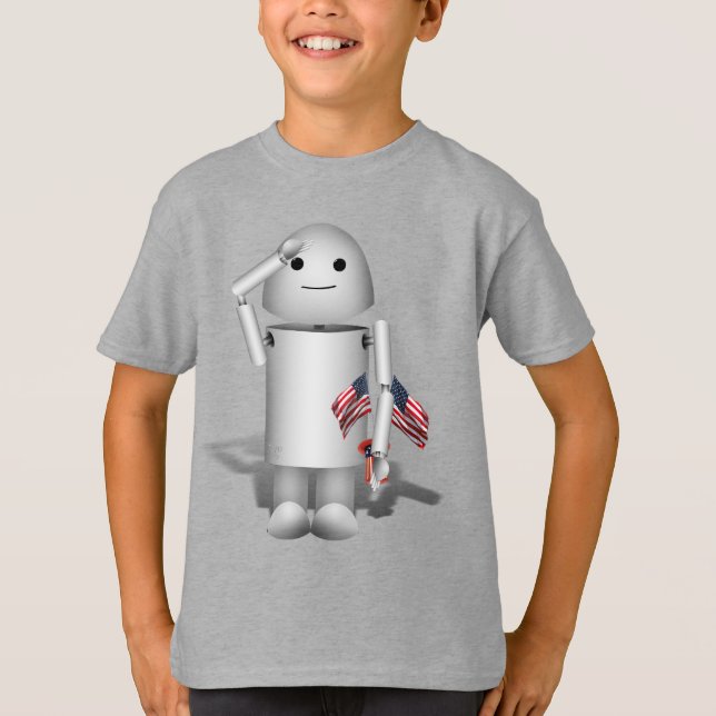 Cute Patriotic Robo-x9   T-Shirt (Vorderseite)