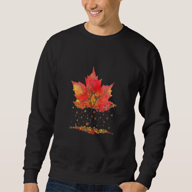 Cute Paw Cat Kitten  Autumn Fall Season Leaves Sweatshirt (Vorderseite)