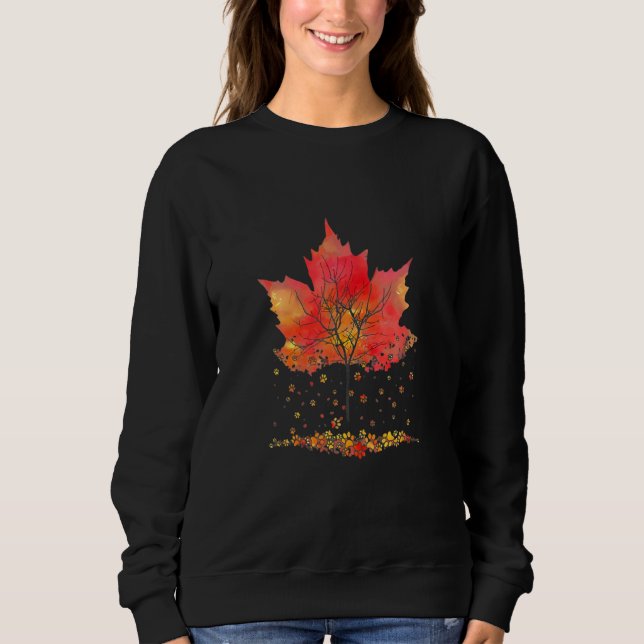 Cute Paw Cat Kitten  Autumn Fall Season Leaves Sweatshirt (Vorderseite)