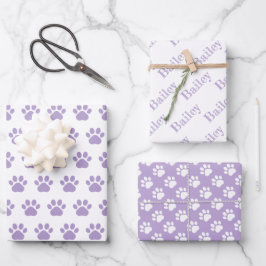 Cute Paw Prints Custom Name Wrapping Paper Sheets Geschenkpapier Set