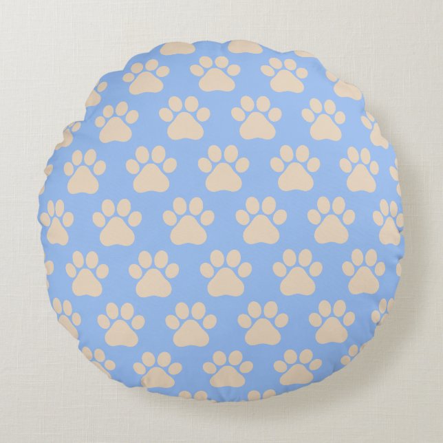 Cute Paws Dog  Rundes Kissen (Vorderseite)