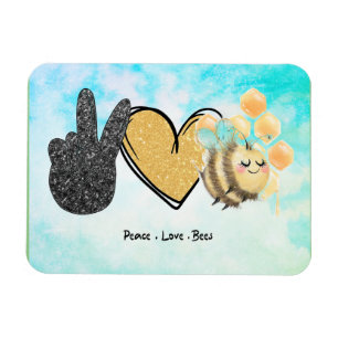 Cute Peace Love Bees Magnet