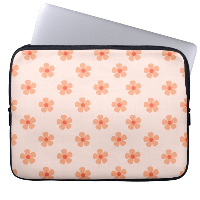 Cute Peach Flower Pattern Minimal Floral Aesthetic Laptopschutzhülle (Vorderseite)