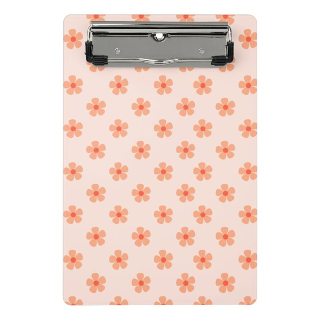 Cute Peach Flower Pattern Minimal Floral Aesthetic Mini Klemmbrett (Vorderseite)