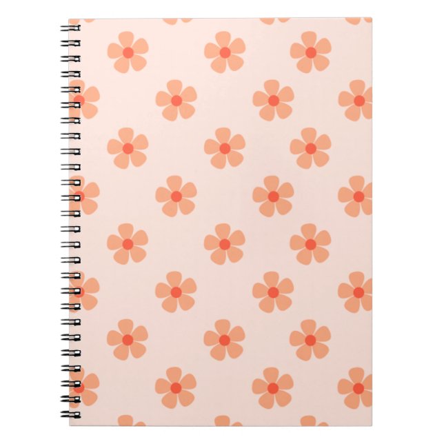 Cute Peach Flower Pattern Minimal Floral Aesthetic Notizblock (Vorderseite)