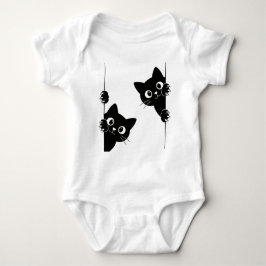 Cute Peekaboo Black Cats T-Shirt Baby Strampler