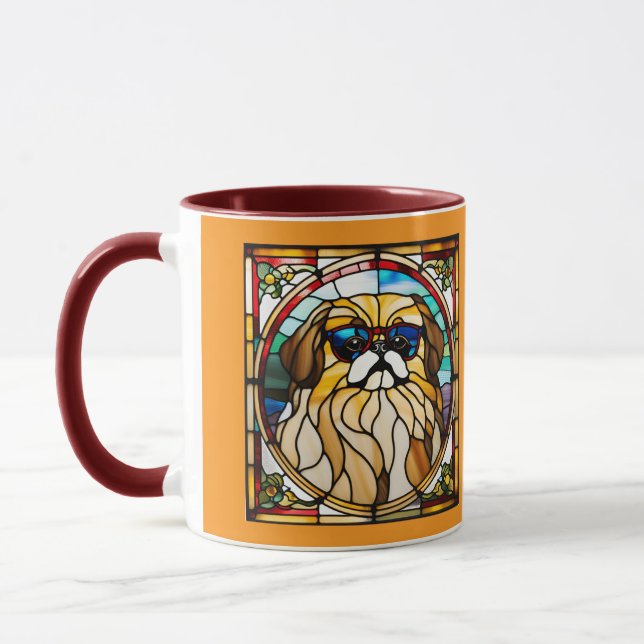 Cute Pekingese Stained Glass Coffee Mug Tasse (Links)