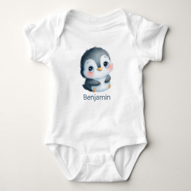 Cute penguin 1st Christmas birthday Baby Strampler (Vorderseite)