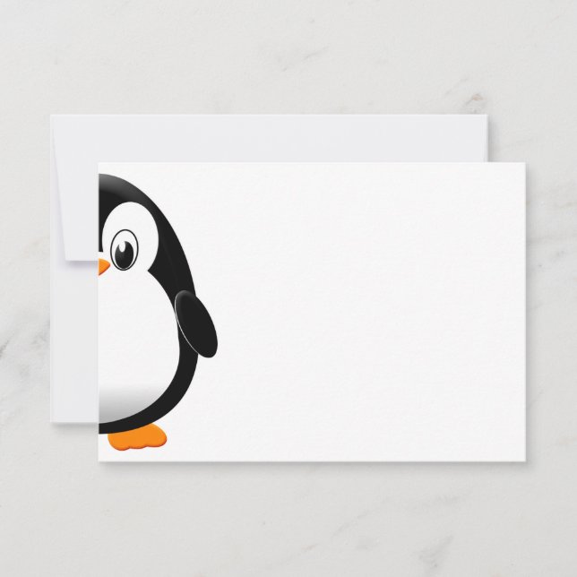 Cute Penguin Black and White Blank  Mitteilungskarte (Vorderseite)