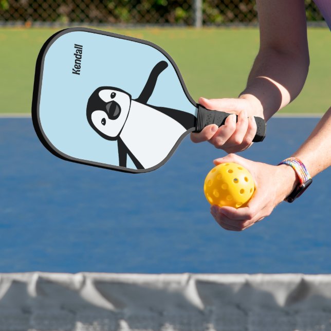Cute Penguin Blue Personalized for Kids & Adults Pickleball Schläger (InSitu)