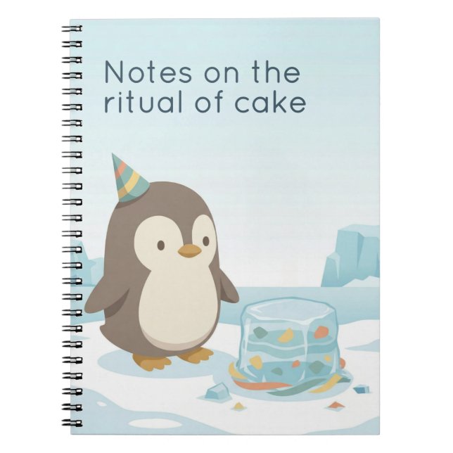 Cute Penguin Cake | Dry Humour Custom Notebook Notizblock (Vorderseite)