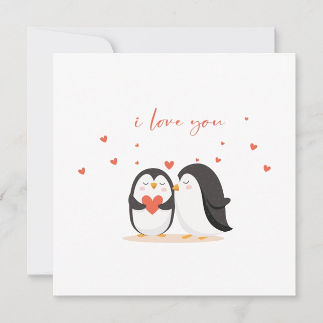 Cute Penguin Card - For Anniversary I Love You Karte (Vorderseite)