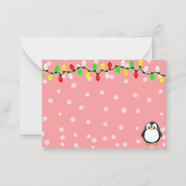 Cute Penguin Cartoon Blank Custom Christmas Winter Mitteilungskarte (Vorderseite)