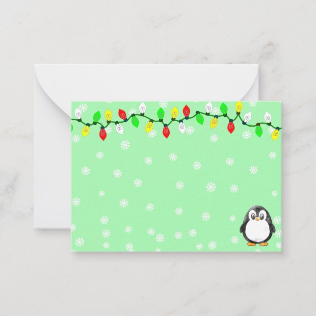 Cute Penguin Cartoon Blank Custom Christmas Winter Mitteilungskarte (Vorderseite)
