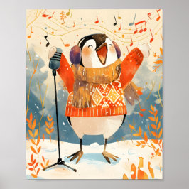Cute Penguin Christmas Animal Nursery Art Print  Poster
