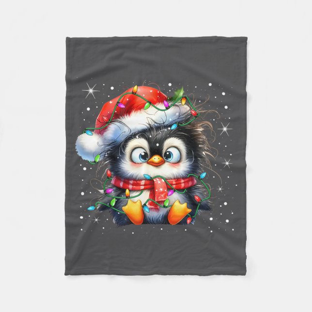 Cute Penguin Christmas Lights Penguins Lover Girls Fleecedecke (Vorderseite)