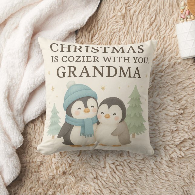 Cute Penguin Christmas Pillow for Grandma – Gift Kissen (Decke)