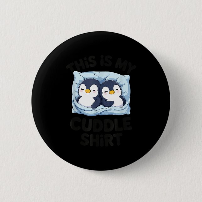 Cute Penguin Cuddle Cozy Sleep Matching Couple  Button (Vorderseite)