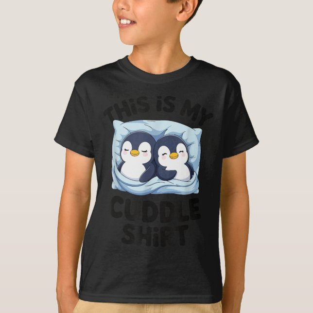 Cute Penguin Cuddle Cozy Sleep Matching Couple  T-Shirt (Vorderseite)