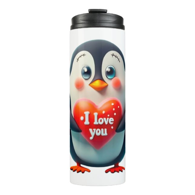 Cute penguin I love you  Thermosbecher (Vorderseite)