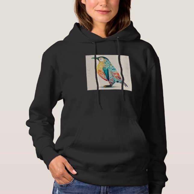 Cute Penguin Illustration Mandala Symbols Women Me Hoodie (Vorderseite)