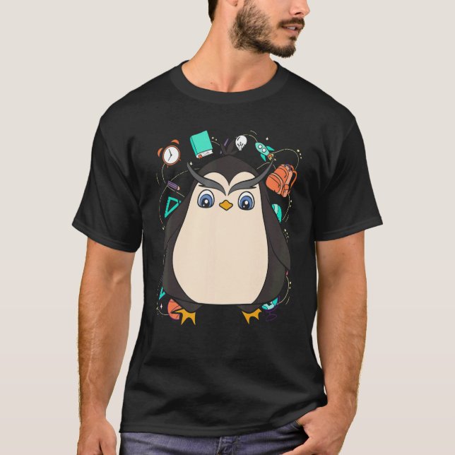 Cute Penguin  Kids Animal Bird School Student Peng T-Shirt (Vorderseite)