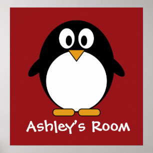 cute penguin kid's door poster