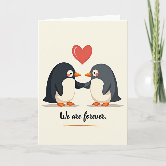 Cute Penguin Love Forever Card Karte (Vorderseite)