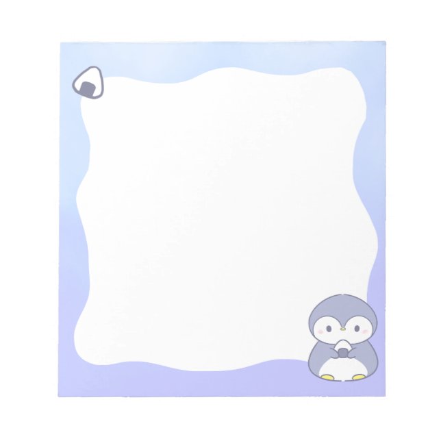 Cute Penguin Notepad | Kawaii Pastel Memo Pad Notizblock (Vorderseite)
