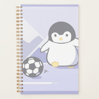 Cute Penguin Soccer Planner | Kawaii Pastel Spiral Planer