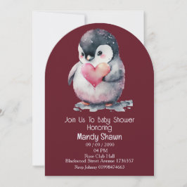 Cute Penguin themed Baby Shower Invitation Einladung