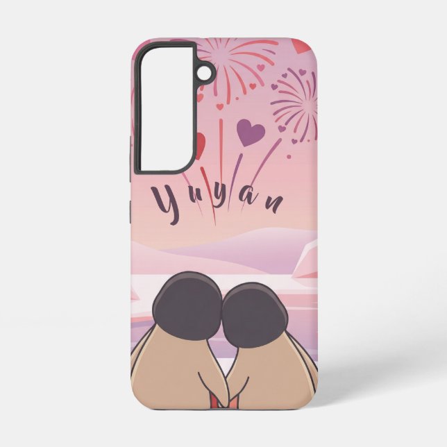 Cute Penguin Valentine Picnic Phone Case - Samsung Galaxy Hülle (Rückseite)