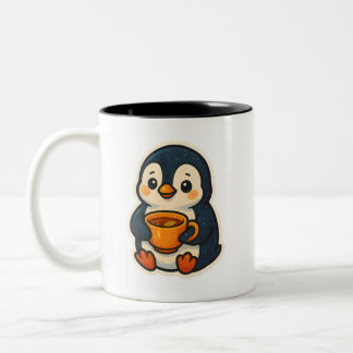 Cute penguin with a cup of tea zweifarbige tasse