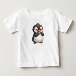 Cute Penguin with Fish Baby T-shirt