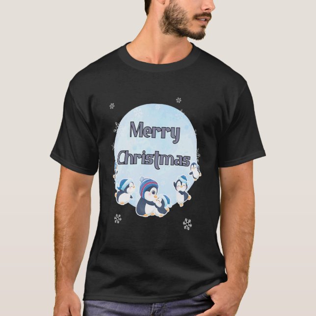 Cute penguins  Merry Christmas T-Shirt (Vorderseite)
