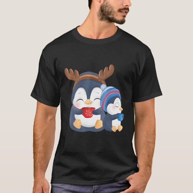 Cute penguins  Merry Christmas T-Shirt (Vorderseite)