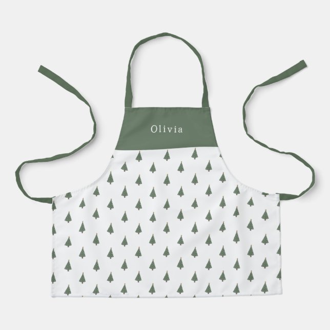Cute Personalised Christmas Trees Pattern Apron Schürze (Vorderseite)