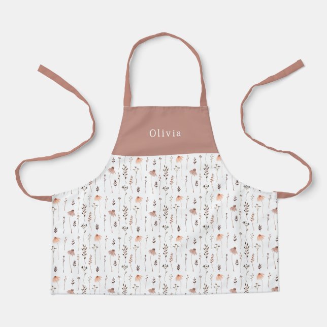 Cute Personalised Floral Botanical Pattern Apron Schürze (Vorderseite)