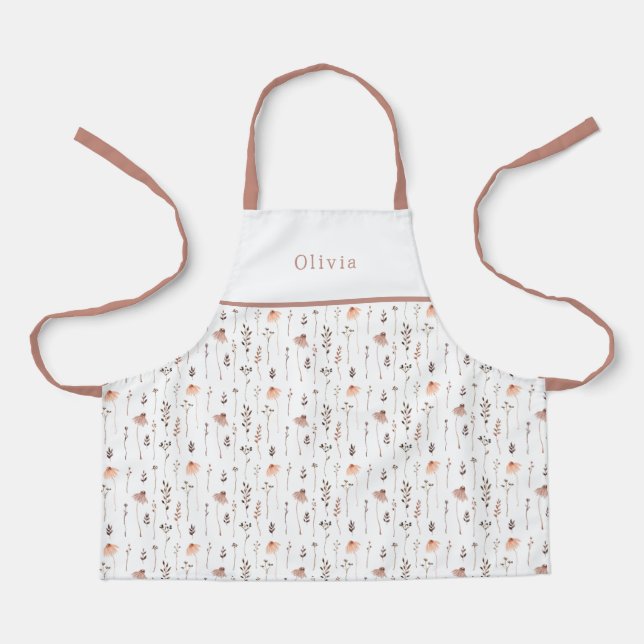 Cute Personalised Floral Botanical Pattern Apron Schürze (Vorderseite)