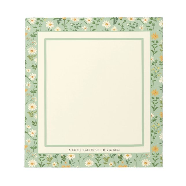 Cute Personalised Green Floral Botanical Note List Notizblock (Vorderseite)
