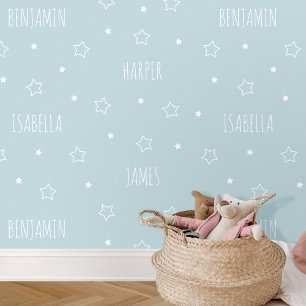 Cute personalisierte Name Star Blue Kids Nursery Tapete